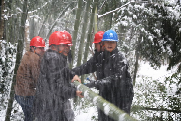 [titlepic]郎溪供电公司：五天四夜 打赢抗雪保电攻坚战